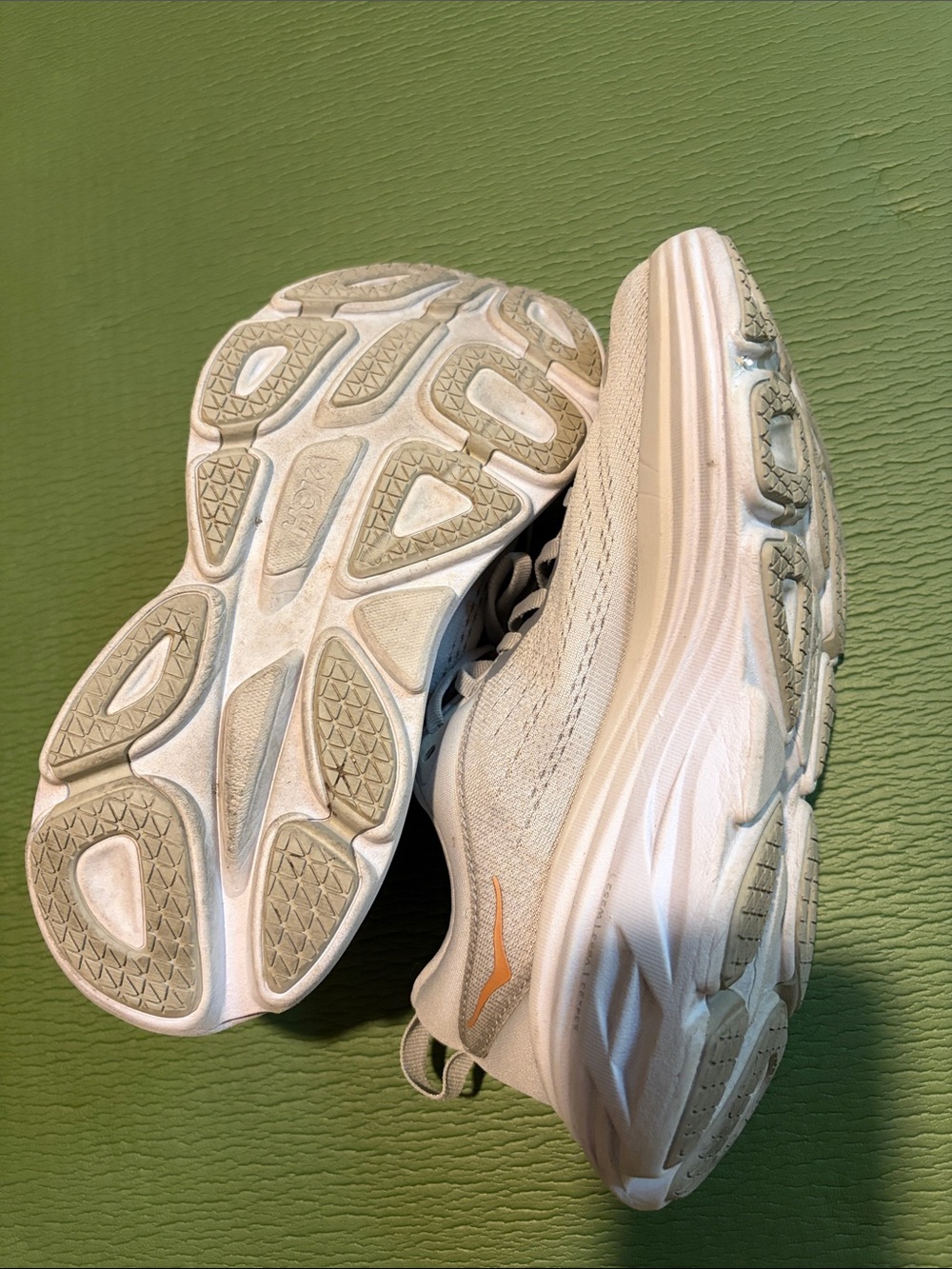 Hoka Light Gray Running Shoes with Peach Logo Accent - Picture 4 of 6